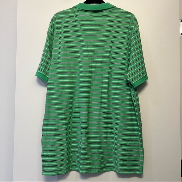 Chaps Green Black & White Striped Polo Shirt - Picture 3 of 5